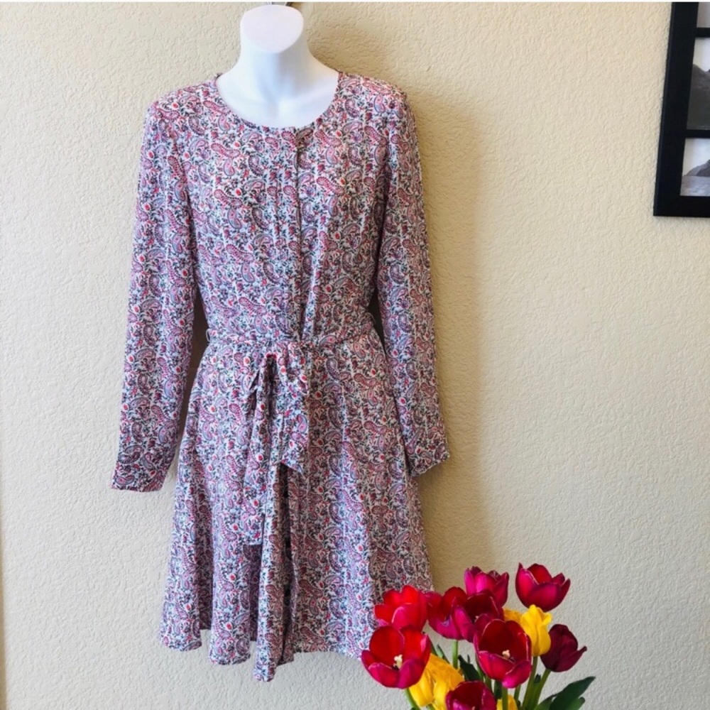 GAP floral paisley button up long sleeve dress